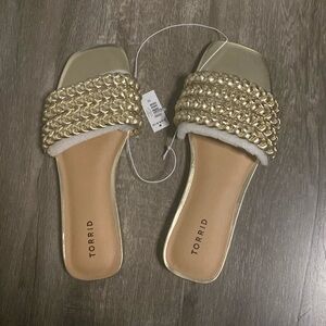 NWT Torrid gold braided flat sandal